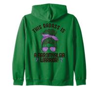 THIS BADASS IS A FIBROMYALGIA WARRIOR Woman Meme ON BACK Zip Hoodie
