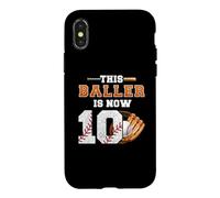 This Baller is Now 10 Kids Baseball Player 10th Birthday Boy Case for iPhone X/XS