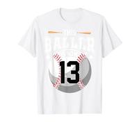 This Baller is Now 13 Year Old Baseball Player 13th Birthday Value Graphic T-Shirt, Men, White, S