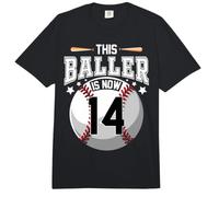 This Baller is Now 14 Year Old Baseball Player 14th Birthday Comfort Colors Adult Heavyweight T-Shirt