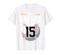 This Baller is Now 15 Year Old Baseball Player 15th Birthday Value Graphic T-Shirt, Men, White, XL
