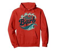 This Barb: Surfer Girl Ocean Wave Retro Pullover Hoodie, Adult Unisex, Red, L