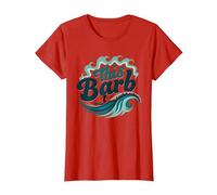 This Barb: Surfer Girl Ocean Wave Retro T-Shirt, Women, Red, XS