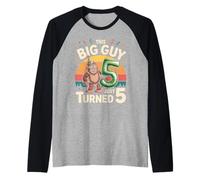 This Big Guy Just Turned 5 Birthday Raglan Baseball Tee