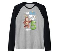 This Big Guy Just Turned 5 Birthday Raglan Baseball Tee