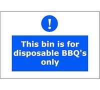 This Bin is for Disposable BBQs Only | 20cm x 15cm | Blue - PVC Plastic Sign for Parks, Campgrounds, Outdoor Areas, Waste Management | UK-Made with Renewable Energy | Low Carbon Footprint