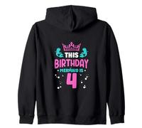 This Birthday Mermaid Is 4 Mermaids Girls Birthday Mermaid Zip Hoodie