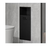 This Black Stainless Steel Shower Shelf with Waterproof Built-in Trash Can - Recessed Storage Nizer for Bathroom Kitchen & Bedroom (7.87"x19.68"x5.51")