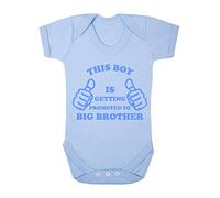 This boy is Getting Promoted to Big Brother (Thumbs up Sibling Announcement) Baby Grow Vest, 0-3 Months, Pastel Blue