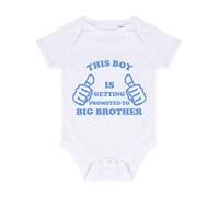 This boy is Getting Promoted to Big Brother (Thumbs up Sibling Announcement) Baby Grow Vest, 0-3 Months, White