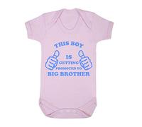 This boy is Getting Promoted to Big Brother (Thumbs up Sibling Announcement) Baby Grow Vest, 6-12 Months, Pastel Pink