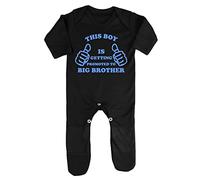 This boy is Getting Promoted to Big Brother (Thumbs up Sibling Announcement) Baby Romper Jumpsuit with feet, 6-12 Months, Black
