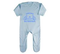 This boy is Getting Promoted to Big Brother (Thumbs up Sibling Announcement) Baby Romper Jumpsuit with feet, 6-12 Months, Pastel Blue