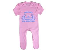 This boy is Getting Promoted to Big Brother (Thumbs up Sibling Announcement) Baby Romper Jumpsuit with feet, 6-12 Months, Pastel Pink