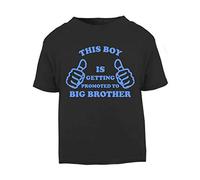 This boy is Getting Promoted to Big Brother (Thumbs up Sibling Announcement) Short Sleeve Cotton Toddler t Shirt, 2-3 Years, Black