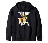 This Boy is Now 10 Years Old Cricket Player 10th Birthday Zip Hoodie