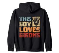 This Boy Loves Bisons American Buffalo Wildlife Bison Zip Hoodie