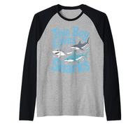 This Boy Loves Sharks Kids Ocean Animal Enthusiast Apparel Raglan Baseball Tee