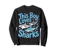 This Boy Loves Sharks Kids Ocean Animal Enthusiast Apparel Sweatshirt