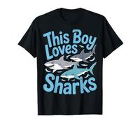 This Boy Loves Sharks Kids Ocean Animal Enthusiast Apparel T-Shirt