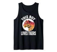 This Boy Loves Tigers, Retro Sunset Tiger for Kids & Men Tank Top