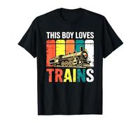 This Boy Loves Trains Retro Locomotive Kids Train Driver T-Shirt