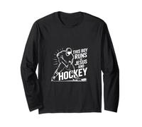 This Boy Runs On Jesus and Hockey Christian Ice Hockey Long Sleeve T-Shirt