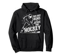 This Boy Runs On Jesus And Hockey Christian Ice Hockey Pullover Hoodie