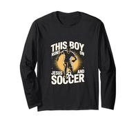 This Boy Runs On Jesus and Soccer Christian Soccer Long Sleeve T-Shirt