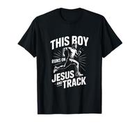 This Boy Runs On Jesus and Track Christian Runner T-Shirt