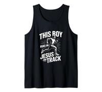This Boy Runs On Jesus and Track Christian Runner Tank Top