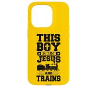 This Boy Runs On Jesus And Trains Christian Train Buff Case for iPhone 15 Pro