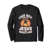 This Boy Runs On Jesus and Wrestling Christian Athlete Long Sleeve T-Shirt