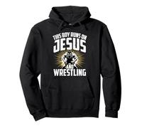 This Boy Runs on Jesus and Wrestling Christian Athlete Pullover Hoodie
