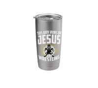 This Boy Runs on Jesus and Wrestling Christian Athlete Stainless Steel Insulated Tumbler