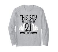 This Boy Turns 21 Today - Twenty-First Birthday Funny Retro Long Sleeve T-Shirt