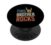 This Brother Rocks Siblings Day Rock Music Skeleton PopSockets Adhesive PopGrip