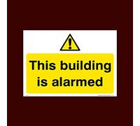 This building is alarmed Plastic Sign with 4 Pre-Drilled Holes (S50) - CCTV, Security, Warning, Alarmed, Surveillance, Camera, Dogs, Premises