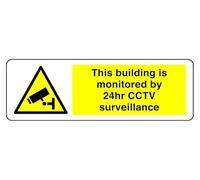 This Building Is Monitored By 24Hr Cctv Surveillance - safety sign - High tack self-adhesive sticker (150mm x 50mm) Viewing Distance within 3m.