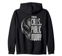 This Calls For Public Inquiry Funny Pun and Alien UFO Zip Hoodie