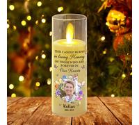 This Candle Burns in Loving Memory, Personalized Photo Christmas Memorial Candles Light Memorial Gifts LED Candles Lamp for Loss of Mom,Father Loved One Sympathy Gifts Bereavement Gift (style19)