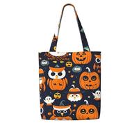 This canvas shoulder shopping Halloween Owl Ghost Pumpkin Print bag is sturdy durable lightweight For daily commuting