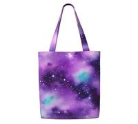 This canvas shoulder shopping Magic Galaxy Sky Purple Print bag is sturdy durable lightweight For daily commuting