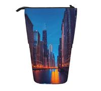 This Chicago Night Print Telescopic Pencil case expands into Storage for Stationery Makeup Essentials.