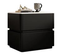 This Classic Square Nightstand with Drawers, Wooden Bedside Cabinet for Bedroom, Sidewall Design/Hidden Handles, No Assembly Required, Living Room Storage Cabinet(A)