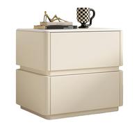 This Classic Square Nightstand with Drawers, Wooden Bedside Cabinet for Bedroom, Sidewall Design/Hidden Handles, No Assembly Required, Living Room Storage Cabinet(A)