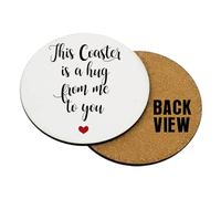 This coaster Is a Hug From me To You, Tableware, Coffee, Tea, Drink Coaster (Round Coaster MDF)