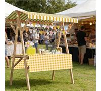 This Color Wooden Market Stall, Foldable Outdoor Vendor Booth With Weather-Resistant Canopy, Versatile Display Rack For Craft Fairs, Food Stalls & Flea Markets(Yellow,47.2in/120cm)