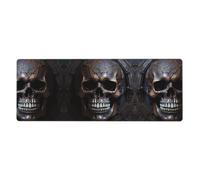 This Copper-Colored Skull Keyboard and Mouse pad, 12x31.5 inches in Size, is Designed for Computers, Consoles, Offices, and is Also Suitable for Games and Study.
