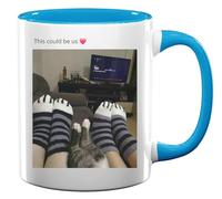 This Could be us Funny cat Valentine's Day Ceramic Tea Coffee Mug Light Blue